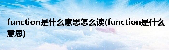 function是什么意思怎么读(function是什么意思)