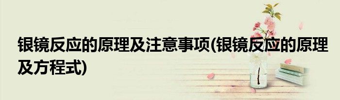 银镜反应的原理及注意事项(银镜反应的原理及方程式)