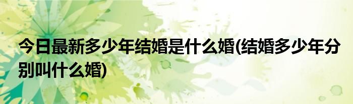 今日最新多少年结婚是什么婚(结婚多少年分别叫什么婚)