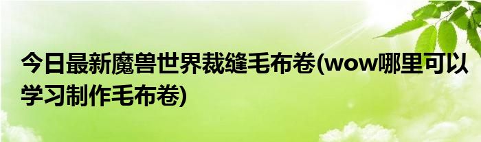 今日最新魔兽世界裁缝毛布卷(wow哪里可以学习制作毛布卷)