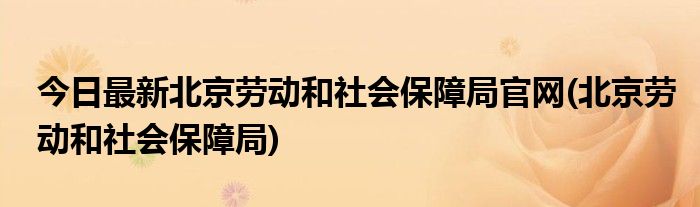 今日最新北京劳动和社会保障局官网(北京劳动和社会保障局)