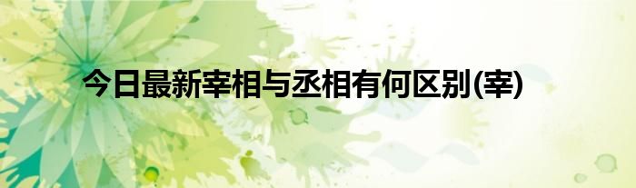 今日最新宰相与丞相有何区别(宰)