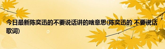 今日最新陈奕迅的不要说话讲的啥意思(陈奕迅的 不要说话 歌词)