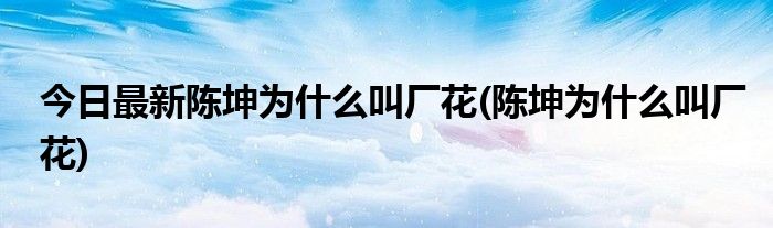 今日最新陈坤为什么叫厂花(陈坤为什么叫厂花)