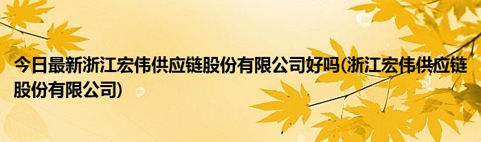 今日最新浙江宏伟供应链股份有限公司好吗(浙江宏伟供应链股份有限公司)