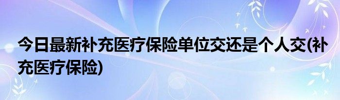 今日最新补充医疗保险单位交还是个人交(补充医疗保险)
