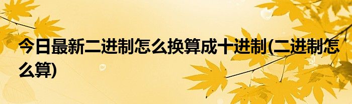 今日最新二进制怎么换算成十进制(二进制怎么算)