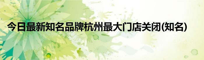 今日最新知名品牌杭州最大门店关闭(知名)