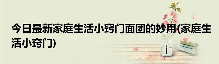 今日最新家庭生活小窍门面团的妙用(家庭生活小窍门)