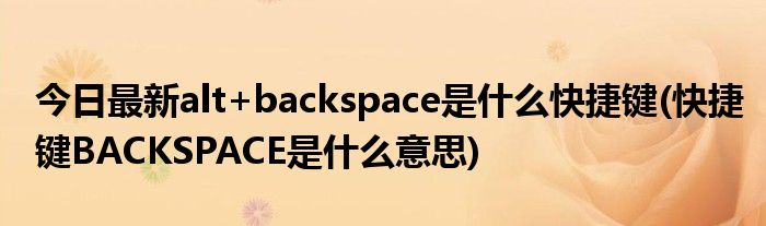 今日最新alt+backspace是什么快捷键(快捷键BACKSPACE是什么意思)