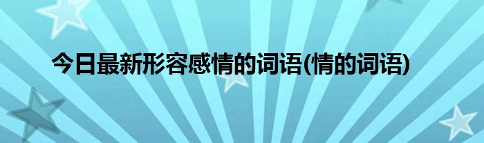 今日最新形容感情的词语(情的词语)