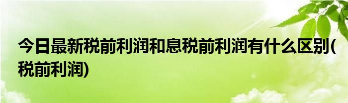 今日最新税前利润和息税前利润有什么区别(税前利润)