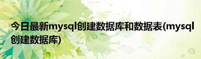 今日最新mysql创建数据库和数据表(mysql创建数据库)