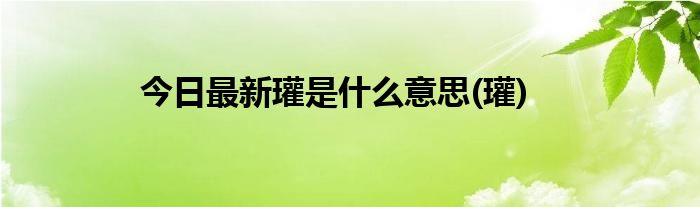 今日最新瓘是什么意思(瓘)