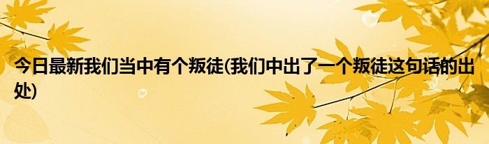 今日最新我们当中有个叛徒(我们中出了一个叛徒这句话的出处)