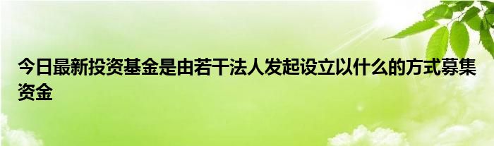 今日最新投资基金是由若干法人发起设立以什么的方式募集资金