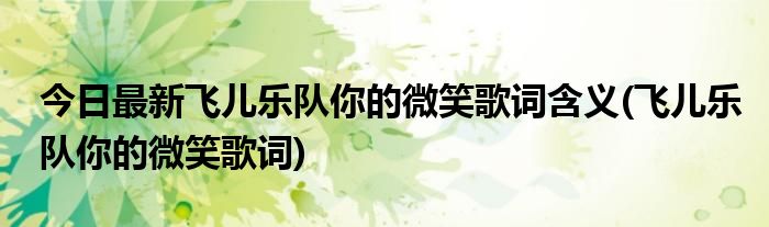 今日最新飞儿乐队你的微笑歌词含义(飞儿乐队你的微笑歌词)
