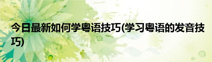 今日最新如何学粤语技巧(学习粤语的发音技巧)