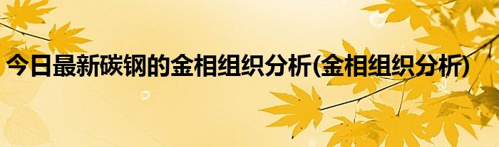 今日最新碳钢的金相组织分析(金相组织分析)