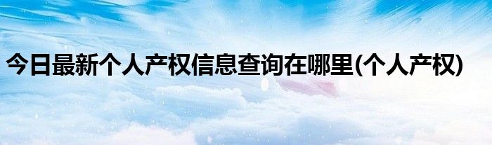 今日最新个人产权信息查询在哪里(个人产权)