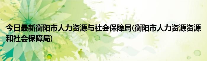 今日最新衡阳市人力资源与社会保障局(衡阳市人力资源资源和社会保障局)