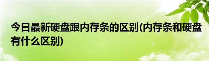 今日最新硬盘跟内存条的区别(内存条和硬盘有什么区别)