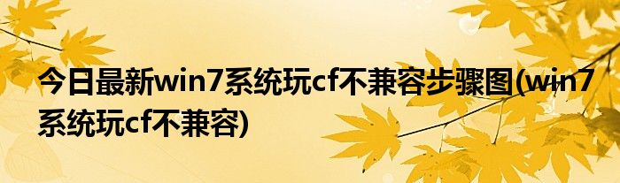 今日最新win7系统玩cf不兼容步骤图(win7系统玩cf不兼容)