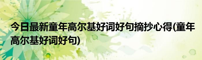 今日最新童年高尔基好词好句摘抄心得(童年高尔基好词好句)