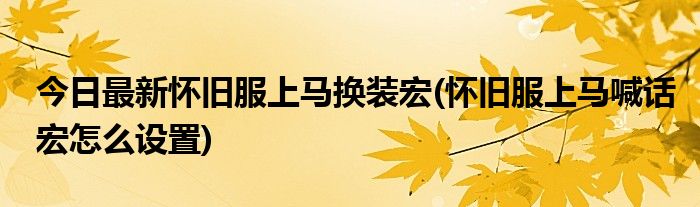 今日最新怀旧服上马换装宏(怀旧服上马喊话宏怎么设置)