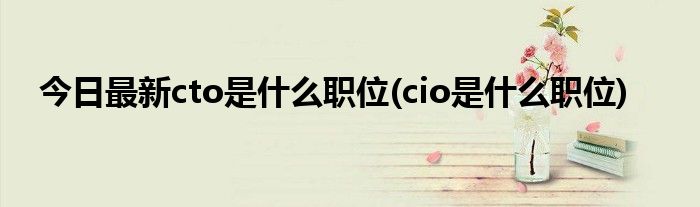 今日最新cto是什么职位(cio是什么职位)