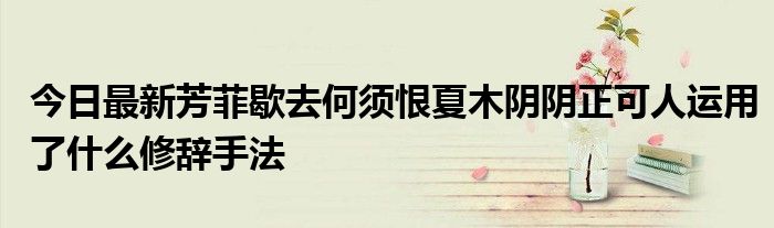 今日最新芳菲歇去何须恨夏木阴阴正可人运用了什么修辞手法