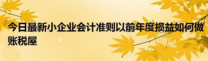 今日最新小企业会计准则以前年度损益如何做账税屋