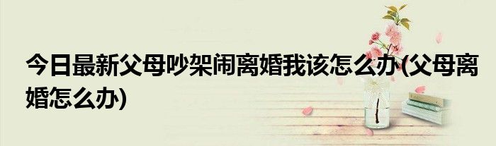 今日最新父母吵架闹离婚我该怎么办(父母离婚怎么办)