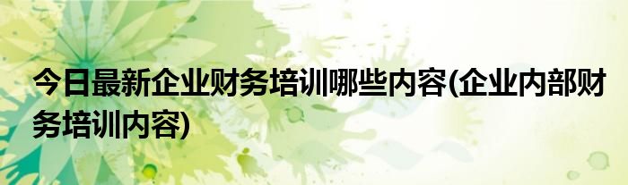今日最新企业财务培训哪些内容(企业内部财务培训内容)