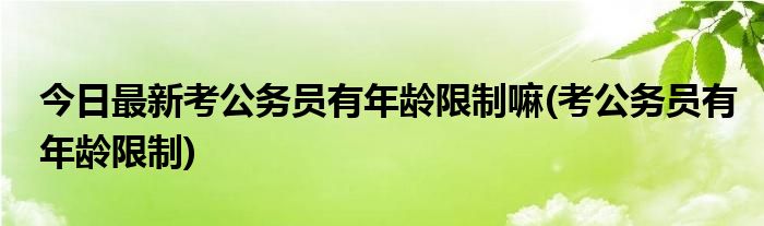 今日最新考公务员有年龄限制嘛(考公务员有年龄限制)