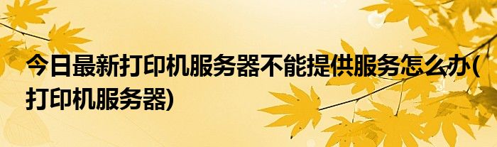 今日最新打印机服务器不能提供服务怎么办(打印机服务器)
