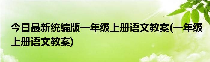 今日最新统编版一年级上册语文教案(一年级上册语文教案)