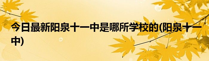今日最新阳泉十一中是哪所学校的(阳泉十一中)