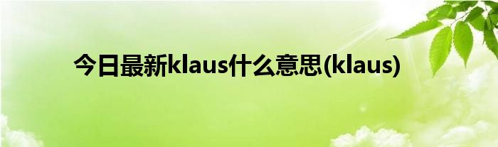今日最新klaus什么意思(klaus)