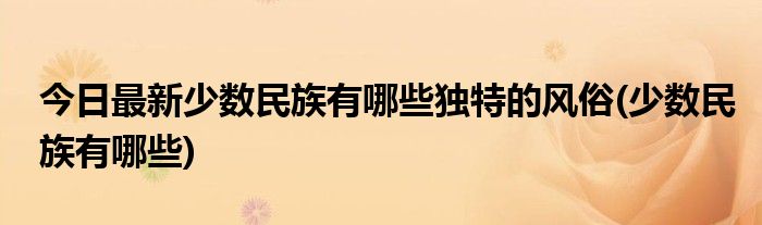 今日最新少数民族有哪些独特的风俗(少数民族有哪些)