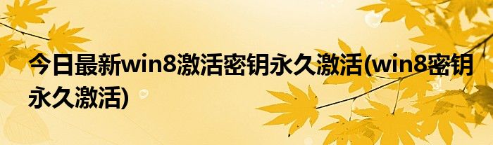 今日最新win8激活密钥永久激活(win8密钥永久激活)