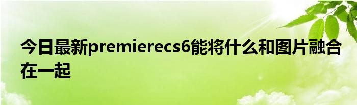 今日最新premierecs6能将什么和图片融合在一起