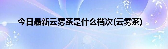 今日最新云雾茶是什么档次(云雾茶)