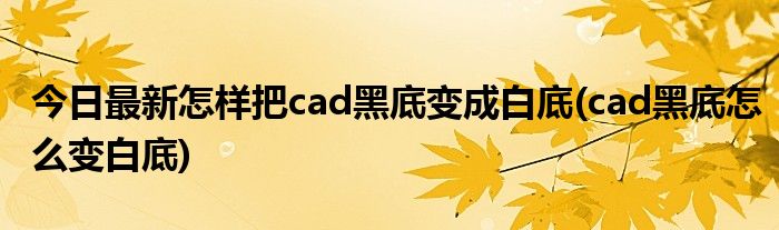 今日最新怎样把cad黑底变成白底(cad黑底怎么变白底)