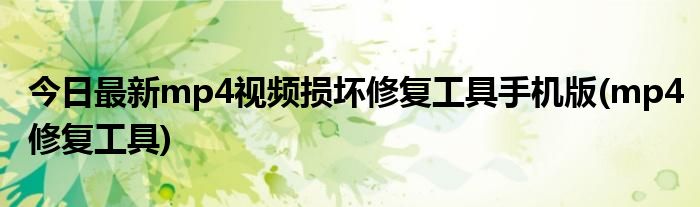 今日最新mp4视频损坏修复工具手机版(mp4修复工具)