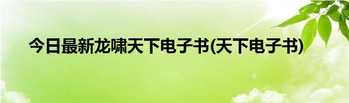 今日最新龙啸天下电子书(天下电子书)