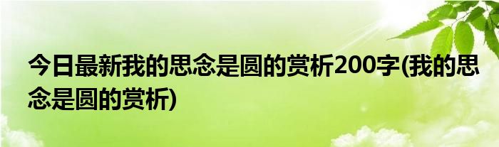 今日最新我的思念是圆的赏析200字(我的思念是圆的赏析)