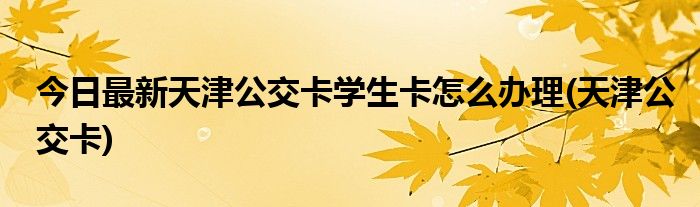 今日最新天津公交卡学生卡怎么办理(天津公交卡)