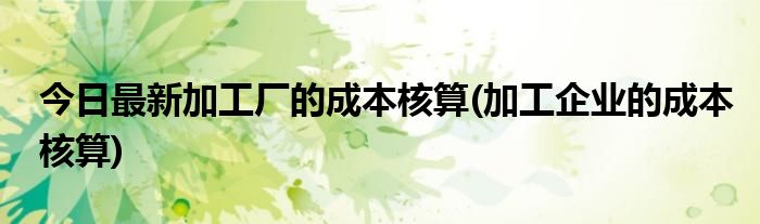 今日最新加工厂的成本核算(加工企业的成本核算)
