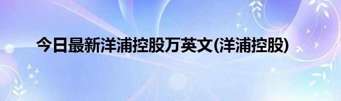 今日最新洋浦控股万英文(洋浦控股)